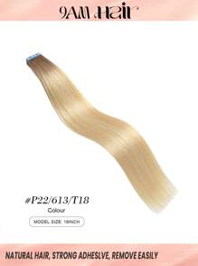 Real Remy Human Hair 12-24inches Straight Tape In Human Hair Extensions Natural High Quality Silky Seamless Invisible PU Tape In Hair Extensions 20PCS 50G/Pack For Salon Halloween Costumes - S22/613 - View 2