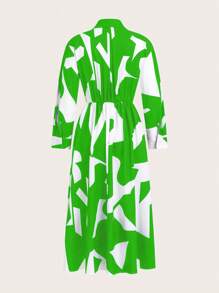 SHEIN Clasi Abito lungo semplice da donna con stampa casuale, outfit quotidiano - Verde - Visualizzare 2