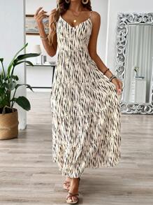 SHEIN Tall Autumn Vintage Cute Bowknot Strap Multi-Layer Patchwork Bohemian Style Dress For Women