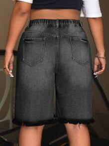 SHEIN ICON 大码牛仔短裤，夏季时尚