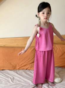 DAZY Young Girl Young Girl Cami Top + Pants Home/Loungewear Set, Summer - Hot Pink - View 6