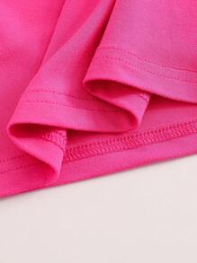 Tween Girl Cute Capybara Boba Tea Print Round Neck Pink Top - Hot Pink - View 4