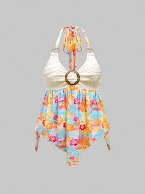 J-Fashion Y2K Gyaru Style Retro Beach Babe Hibiscus Flower Print Women Tank Top