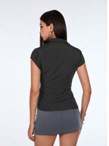 TRNVIE 女士圆点印花修身休闲腰衬衫，适合工作/办公室