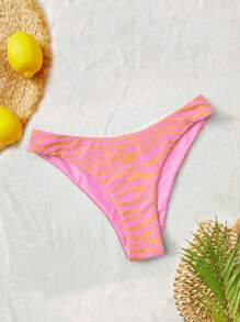 Swim Vcay 2件組女款性感斑馬紋比基尼泳衣套裝，適合夏季海灘度假 - 粉色 - 查看 4
