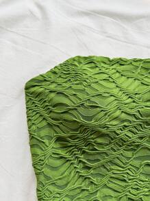 Soleia Women's Textured Tube Top For Summer Vacation - Olive Green - View 7