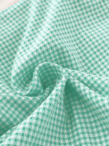 Swim Mod 女士甜美格纹三角杯文胸和三角裤比基尼套装 - 綠色 - 查看 5