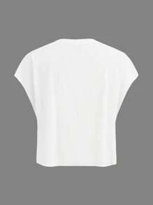 Slaydiva 2025 春夏休闲简约海滩、波浪、汽车、度假图案印花圆领短袖宽松短款女式 T 恤，略显透明，适合夏季 - 白色 - 查看 2