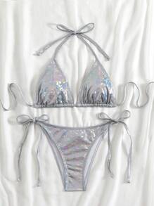 Swim EVENT 金属饰面比基尼泳装、度假和海滩