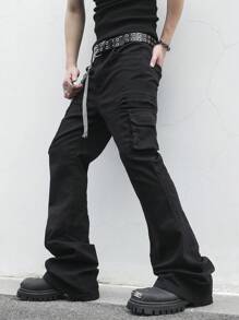 Manfinity EMRG 男士纯色休闲牛仔裤，适合夏季 - 黑色 - 查看 7