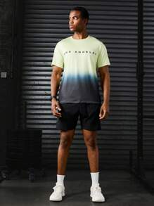 Manfinity Sport Polished Men's Reflective Stripe Letter Print Drawstring Waist Sports Shorts Sweater Shorts Running Shorts