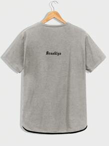 RueChic Ensemble deux-pièces composé d'un t-shirt regular à rayures avec lettrage pour homme et d'un short