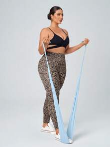 SHEIN Essnce Plus Size High Waisted Stretch Leopard Print Skinny Jeans - Multicolor - View 3