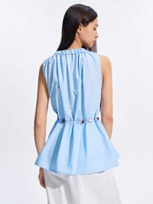 LYSMO 2025 Nuovi arrivi Abito mini donna con colletto arricciato, vita stretta e senza maniche a line