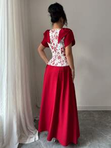 Elenzga Women Two Pieces Outfits For Daily Wear - Red - View 2