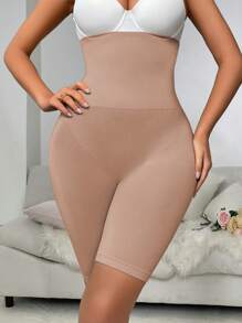 SHEIN سروال قصير ذو خصر عالي شكلي وأنيق للصيف - بني - مشاهدة 3