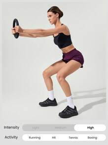 GLOWMODE 2.9" RefreshRun VitalSwift Ultralight Sweat-Wicking Mid-Rise Adjustable Reflective Running Shorts With Built-In Underwear Zip Pocket Workout Spring - Cherry Cola - View 7