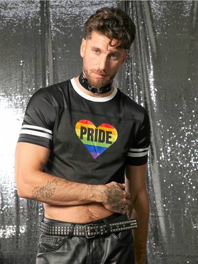 FeverCity חולצת טי קצרה עם צווארון עגול וגזרה רחבה, הדפס עיגול, לגברים, קיץ