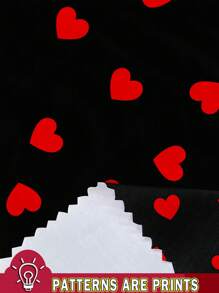 SHEIN LUNE 情人节女士心形图案休闲扭纹下摆长袖圆领连衣裙 - 白色 - 查看 5