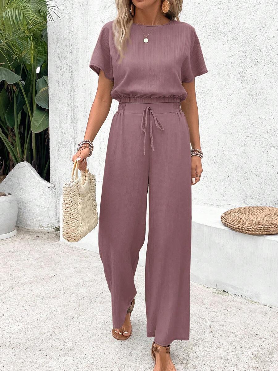 SHEIN Frenchy 女士日常两件套服装 - 紫色 - 查看 1