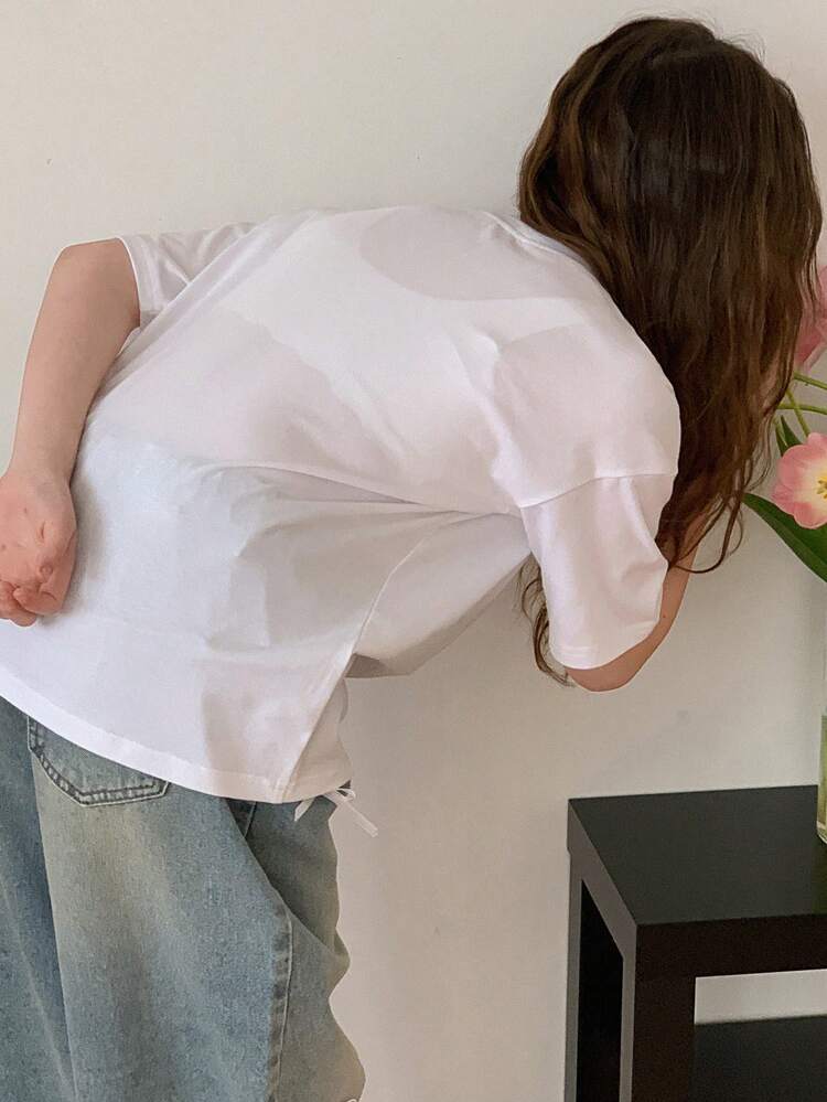 Tween Girls Round Neck Knitted Printed Short Sleeve T-Shirt, Summer,Back To School Clothes