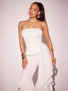 Vixey Blusa con volante drapeado y cinturón sin tirantes, Atuendos de verano para mujer, Atuendos para brunch para mujer, Blusas de verano lindas