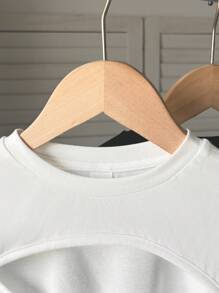 2pcs Tween Girl Casual Cutout Ruched Bowknot Hem Cropped T-Shirt, Short Sleeve Top, Back To School - Multicolor - View 3