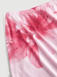 SHEIN MOD Falda de punto con estampado floral rosa para mujer