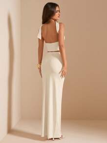 SHEIN BAE Women Two Pieces Outfits For Daily Wear Honeymoon Outfits Woman - Apricot - View 2