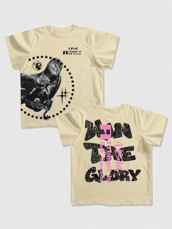 Street Life Camiseta de manga corta con cuello redondo, estampado de estrellas y gráficos, para hombre, para verano