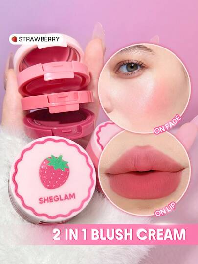 SHEGLAM Strawberry Whirl Set de crema para mejillas y labios rare,colorete Marca Belleza Maquillaje Cosmético para Mujeres Niñas Perfecto para Otoño Invierno Ideal para Y2K Elegante Moda Adecuado para Cumpleaños Navidad Presente Fiesta Listo Mejor Color