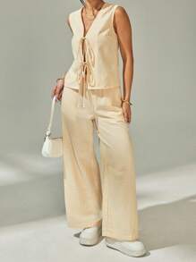 SHEIN PETITE Women Two Pieces Outfits For Daily Wear - Yellow - View 7