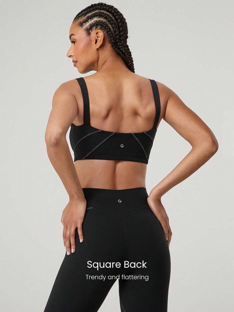 FeatherFit™ Slow Burn Wide Straps Heart-Shaped Neck Streamline Sports Bra Low Impact Yoga Pilates Studio Daily Casual Wear Removable Cups