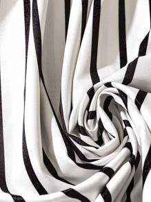 SHEIN Clasi Striped Print Tie-Waist Sleeveless Dress - Black and White - View 5