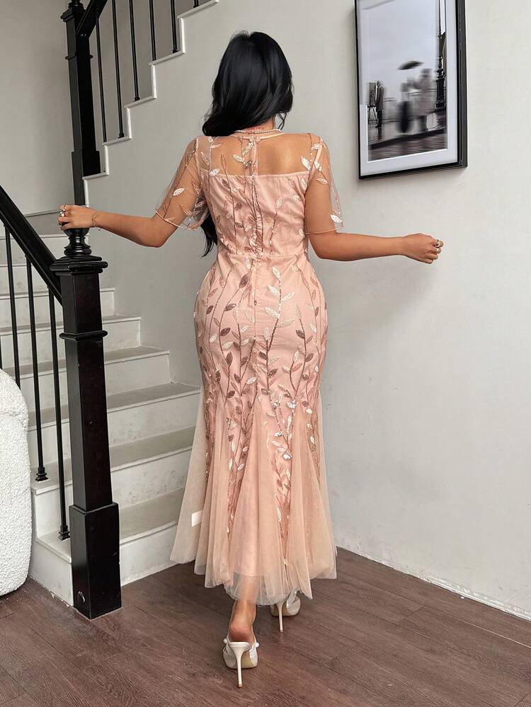 Lace Patchwork Fishtail Dress For Women Wedding Women Dresses Luxury Prom Dress Sequin New Years Women Outfit Carnival Sparkly Dress