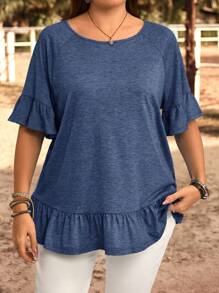 EMERY ROSE Plus Size Solid Color Short Sleeve T-Shirt, Casual & Fashionable For Everyday Wear,Summer Clothes,Vacation Outfits Woman / Vacation