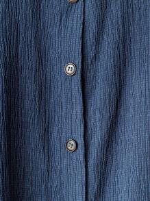 SHEIN CURVE+ Plus Size Women 2pcs Set: Solid Color Drop Shoulder Blouse And Shorts, Regular Fit, Texture Fabric - Blue - View 5