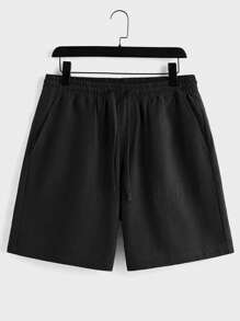 SHEIN Forever 21 亚麻百慕大短裤和亚麻纯色宽松及膝高腰基本款短裤，带侧袋，时尚款式