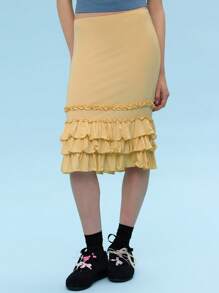 COUREZ Gonna midi a balze trasparente, outfit estivi da donna per primavera ed estate, stile Y2K/vintage casual