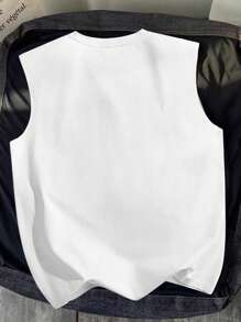 Claim Dot Camiseta de tirantes casual de talla estándar para hombre con estampado de vida marina, adecuada para primavera y verano - Blanco - Ver 3