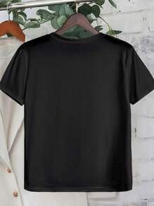 SHEIN LUNE Plus Size Women's Tops Boho Folk Art Bird Flower And Flowers Printed Graphic Short Sleeve Casual Crew Neck T-Shirt - Black - View 2