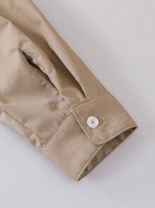 SHEIN Explorewe 青少年男生校服长袖衬衫，休闲修身款，适合各种活动和毕业典礼，秋冬季时尚百搭。 - 咖啡棕 - 查看 7