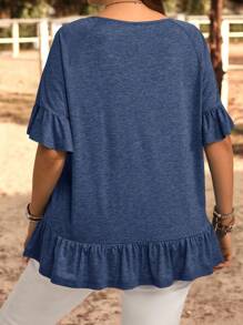 EMERY ROSE Plus Size Solid Color Short Sleeve T-Shirt, Casual & Fashionable For Everyday Wear,Summer Clothes,Vacation Outfits Woman / Vacation