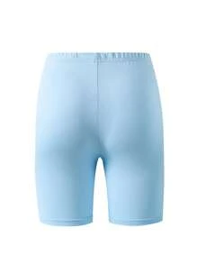 SHEIN Jambiere scurte pentru fete tinere, albastru deschis, uni, confort minimalist