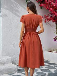 SHEIN Clasi Women Summer Elegant Solid Color Waisted Dress  Summer Dresses For Women