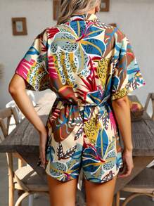 Breezaya Tropical Plants Print Women's Jumpsuit - Multicolor - View 2