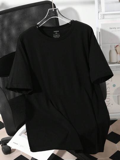 INAWLY Camiseta de manga corta de cuello redondo lisa, de talla grande, informal de verano