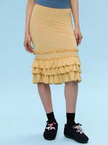 COUREZ Gonna midi a balze trasparente, outfit estivi da donna per primavera ed estate, stile Y2K/vintage casual