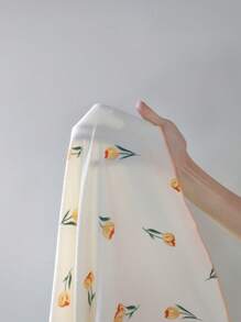 CottageSlumber Plus Size Floral Print Contrast Ruffle Trim Collar Long Sleeve Long Pants Pajama Set Holiday Season - Multicolor - View 9