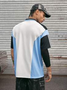 AXEPEAK Men's Polo Shirts With Wide Sleeve Cut Polo Collar,Blockcore - Multicolor - View 3